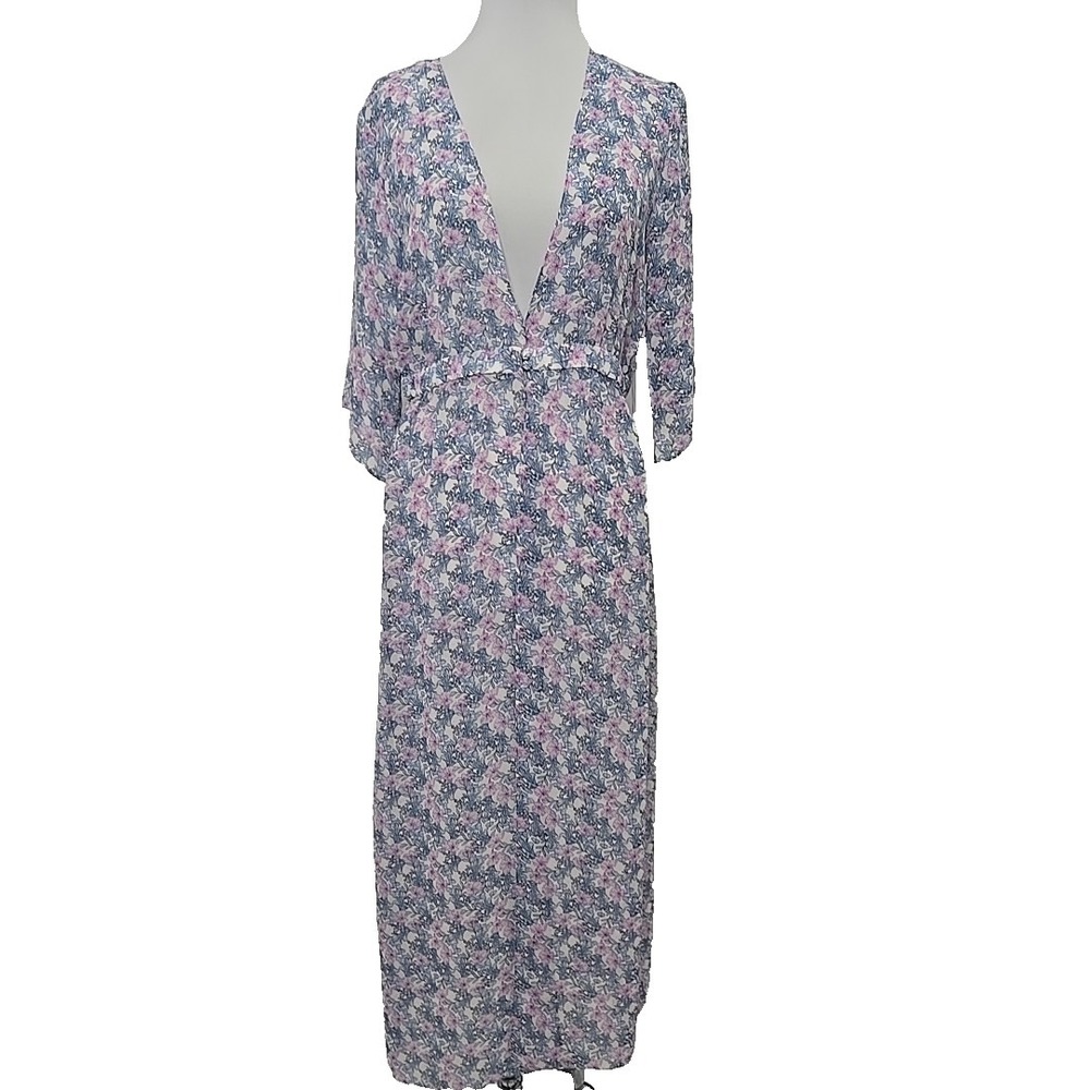 Vince Camuto‎ Swim Cover Dress Size XS 3/4 Sleeve Floral Chiffon Flowy New